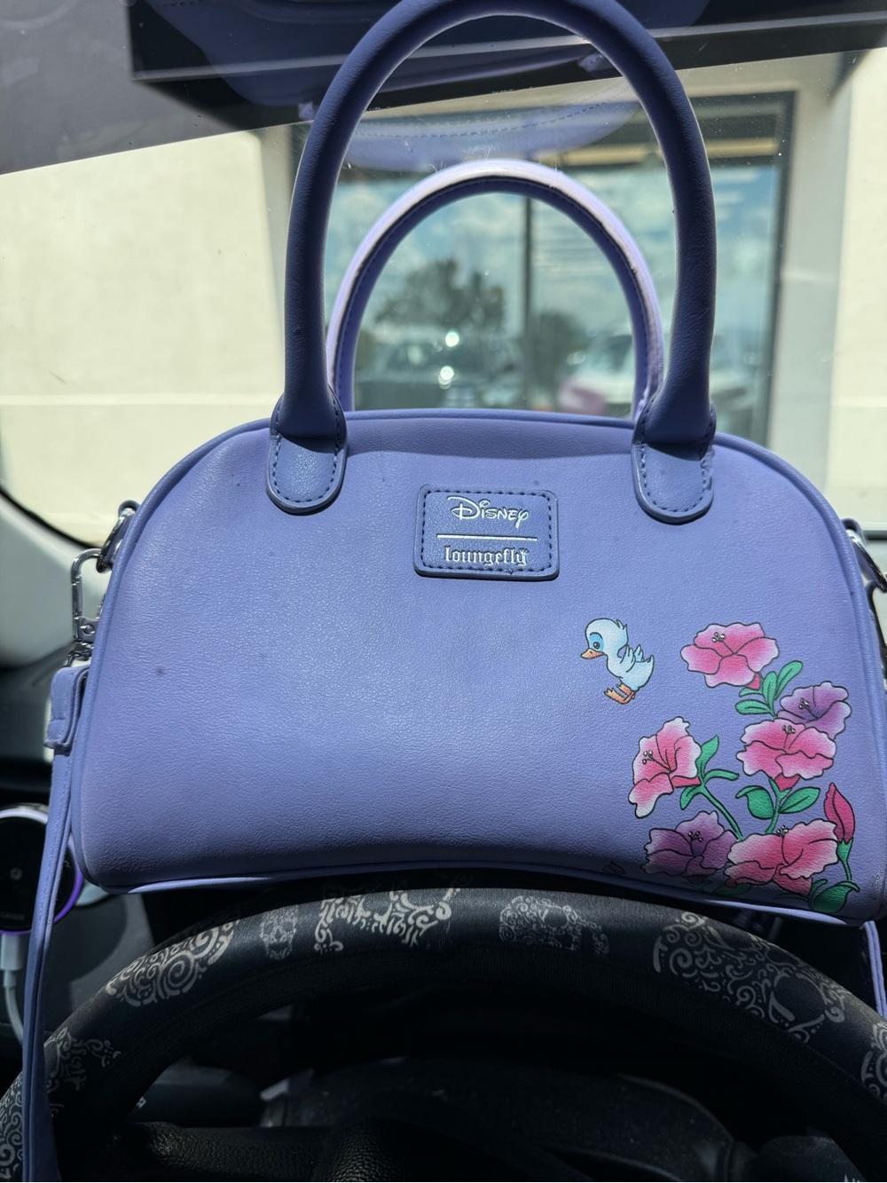 Loungefly Purple Stitch Floral Crossbody Satchel